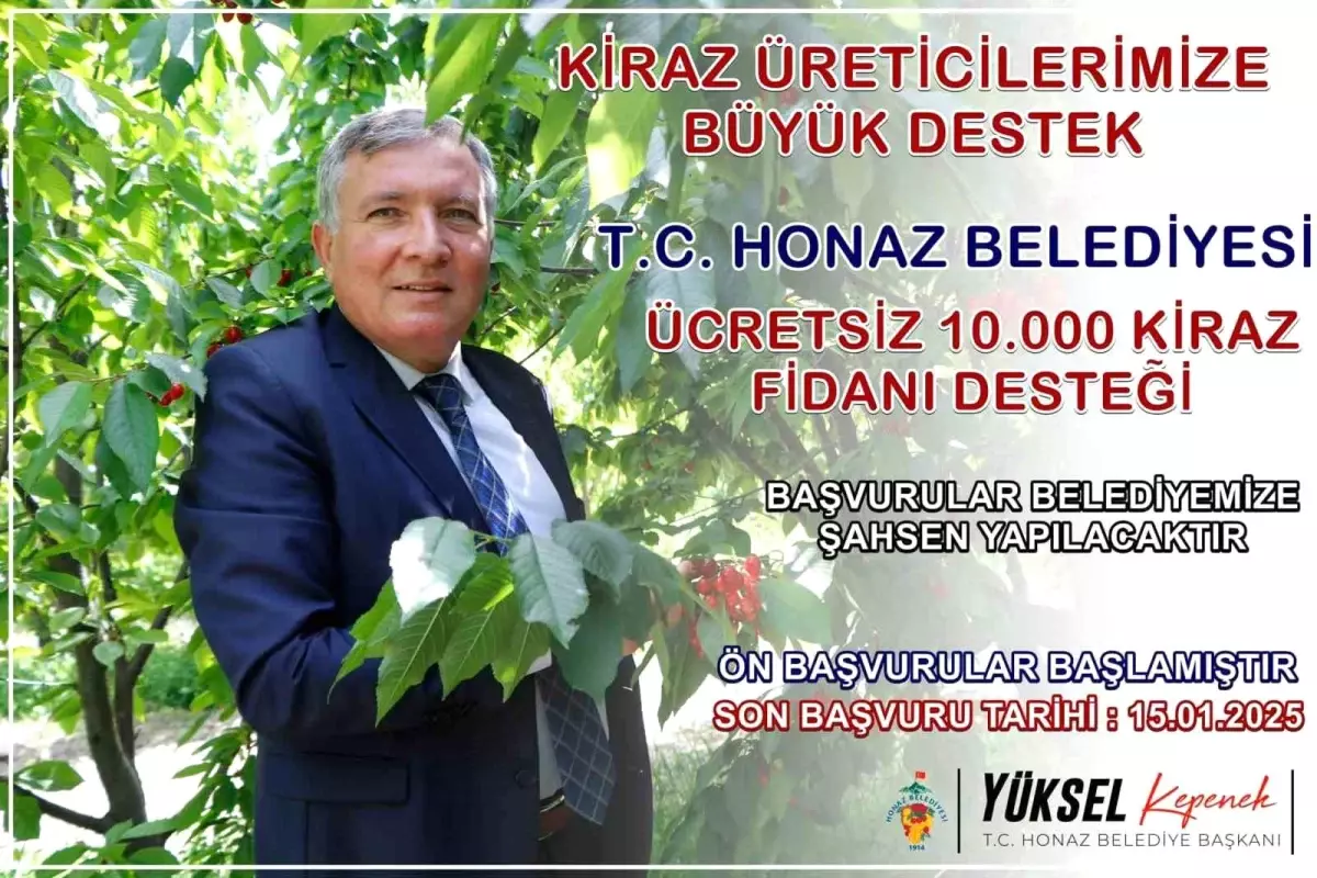 Honaz’da Çiftçilere Ücretsiz Kiraz Fidanı Dağıtımı
